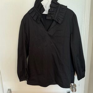 Tuckernuck Black Ruffle Collar Blouse